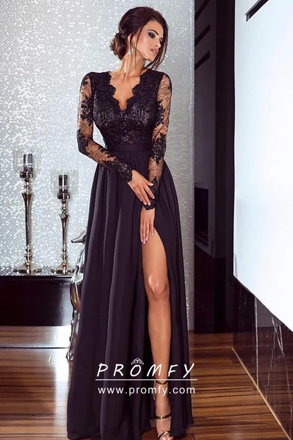 Berry Red Lace \u0026 Chiffon Prom Gown - Promfy