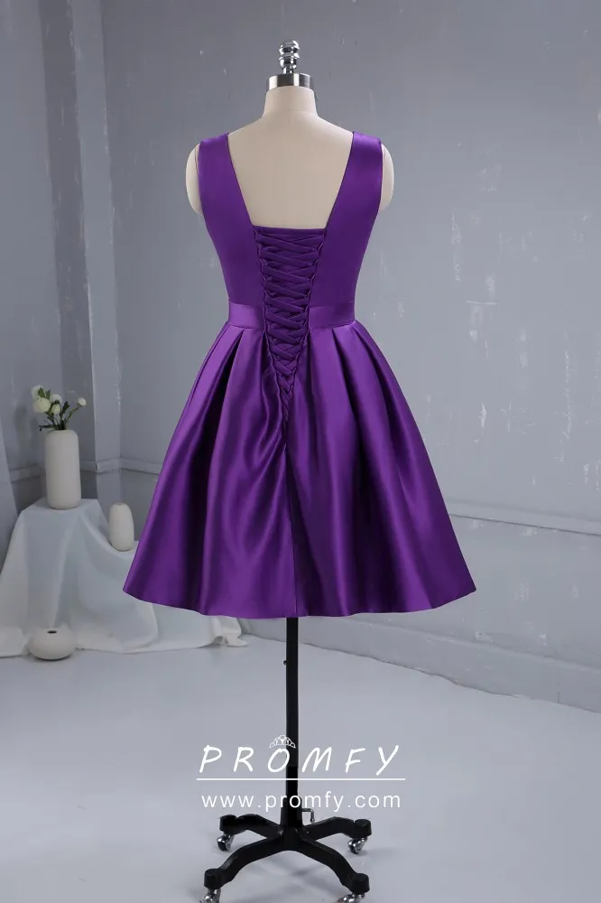 Regency Satin Simple Short A-line Cocktail Dress - Promfy