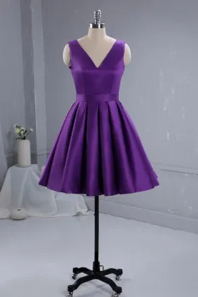 Regency satin simple short A line cocktail dress