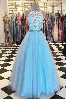 light blue gown