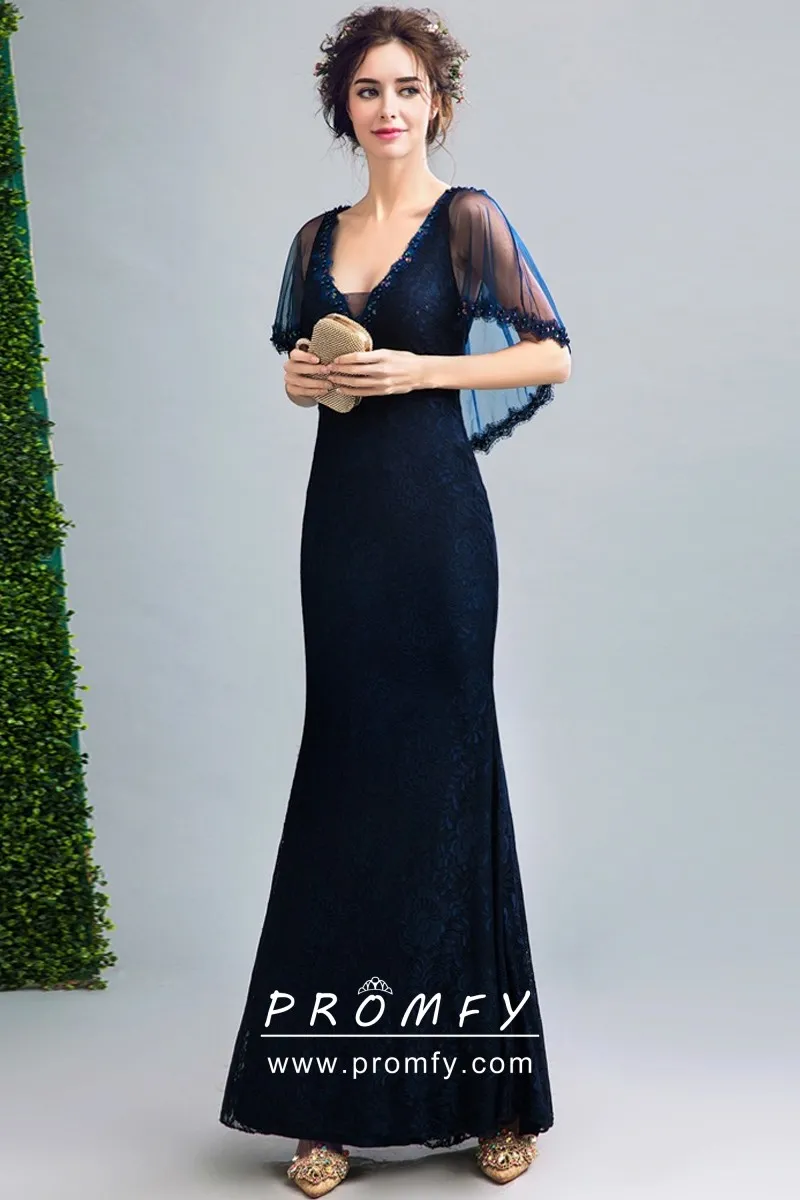 evening dress with cape
