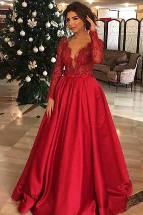 prom full sleeve dresses
