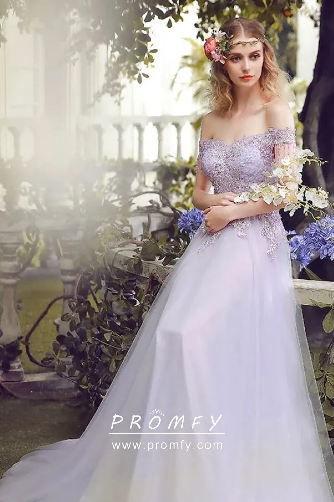 lilac lace wedding dress