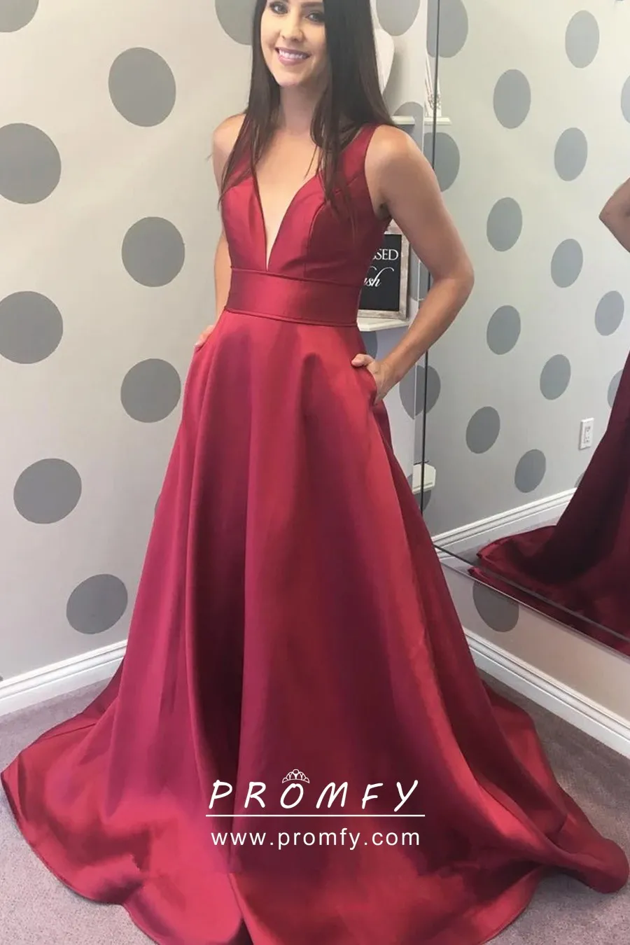 Maroon silk prom dress Clearance