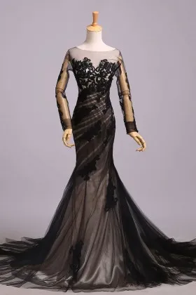 black sheer lace tulle ivory lining formal dress