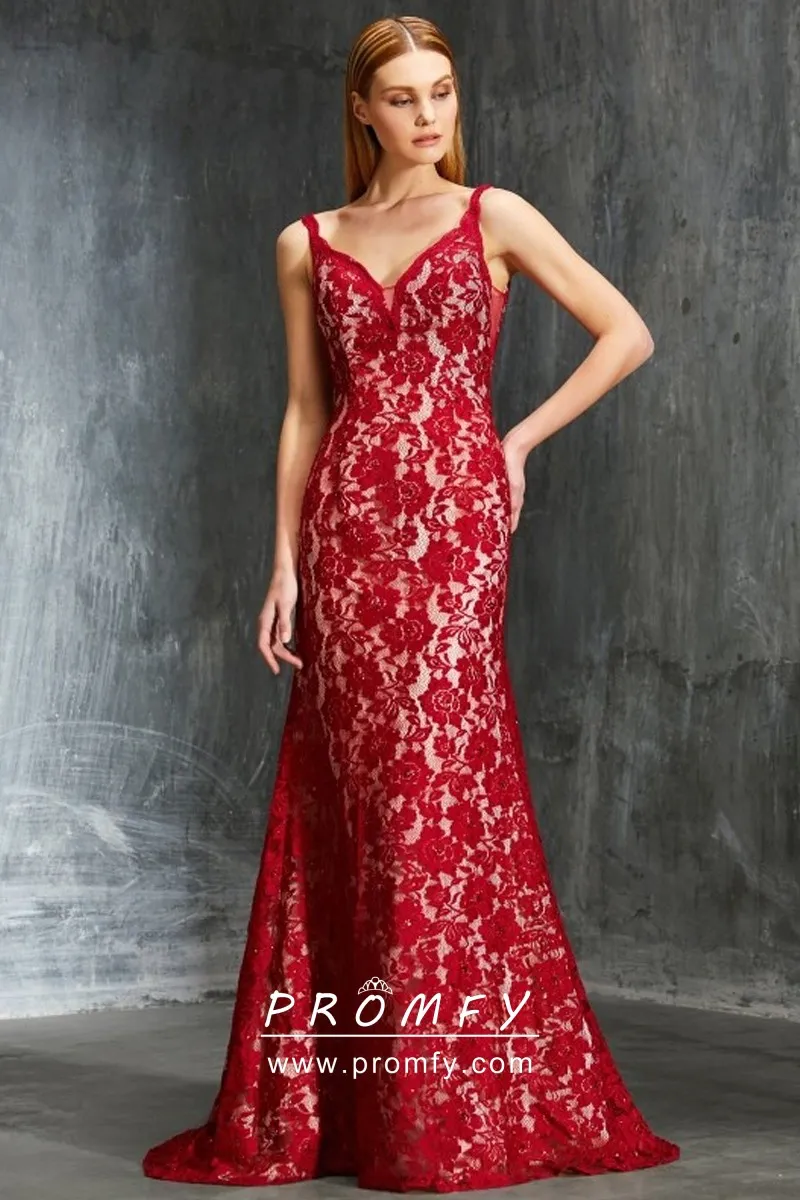 white dress with red lace