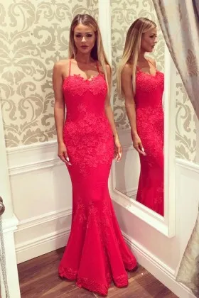 watermelon lace mermaid long fashion cute prom gown
