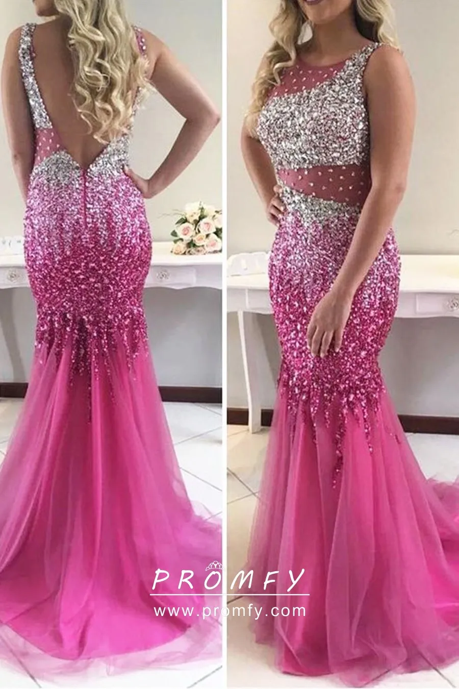 fuchsia formal gown