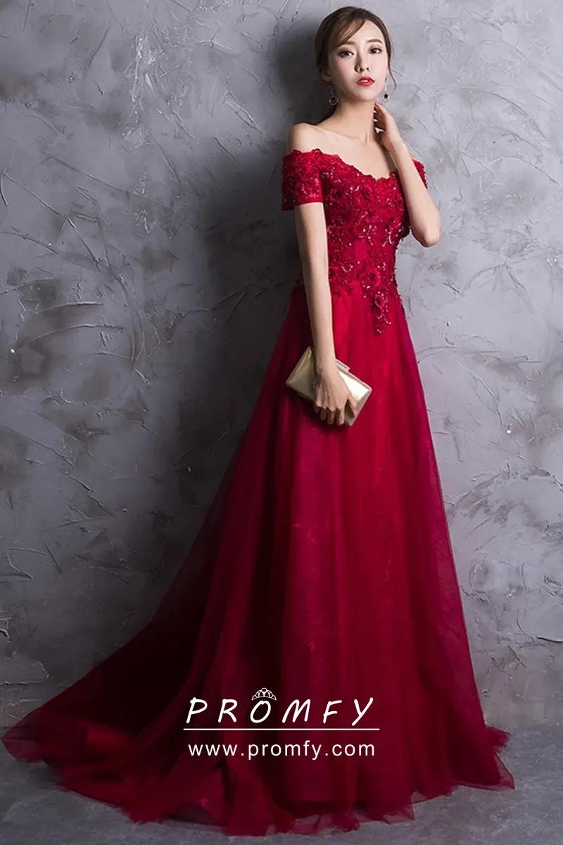 ruby red long dress