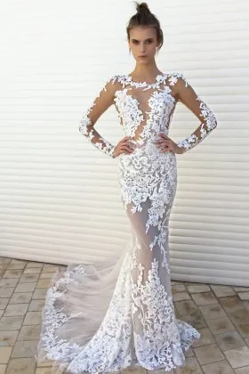 white lace mermaid dress