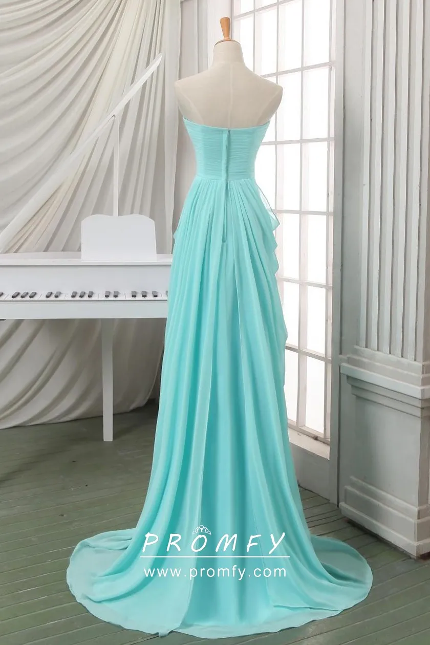 Aqua Chiffon Bridesmaid Prom Dress 