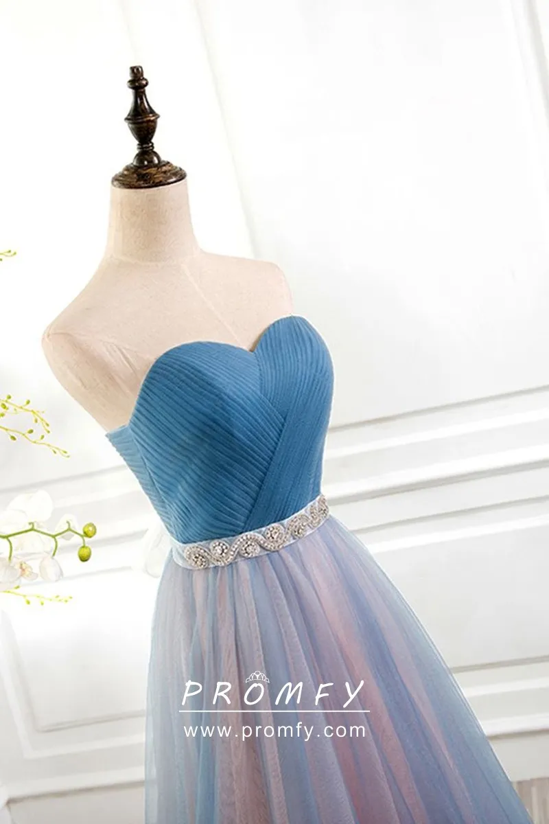 Pleated Bodice Chiffon Full Length Gowns Peacock