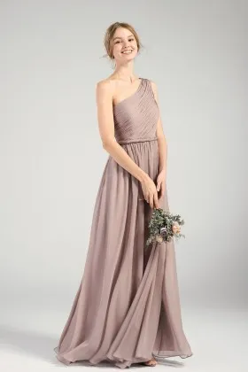 one shoulder chiffon bridesmaid dress