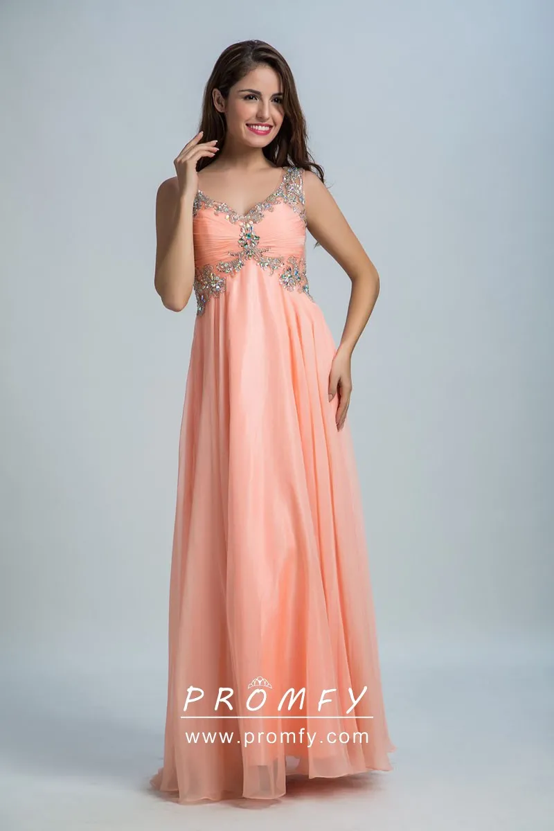 peach grad dress