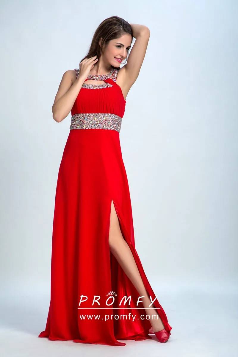 long red dress with side split