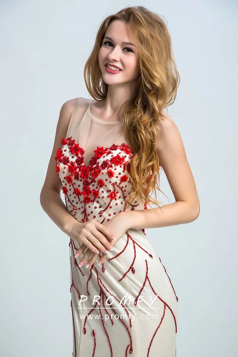 homecoming dress with sequin and bead embellishments