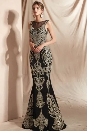 noble magnificence beaded gold lace mermaid prom gown