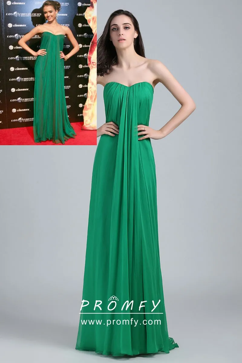 green strapless dress