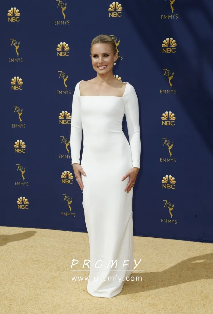 Long Sleeve Square Neckline Prom Dress 