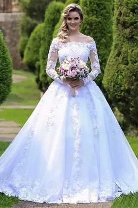 off shoulder white lace tulle satin bridal ballgown