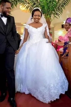 traditional lace corset ball gown wedding dress