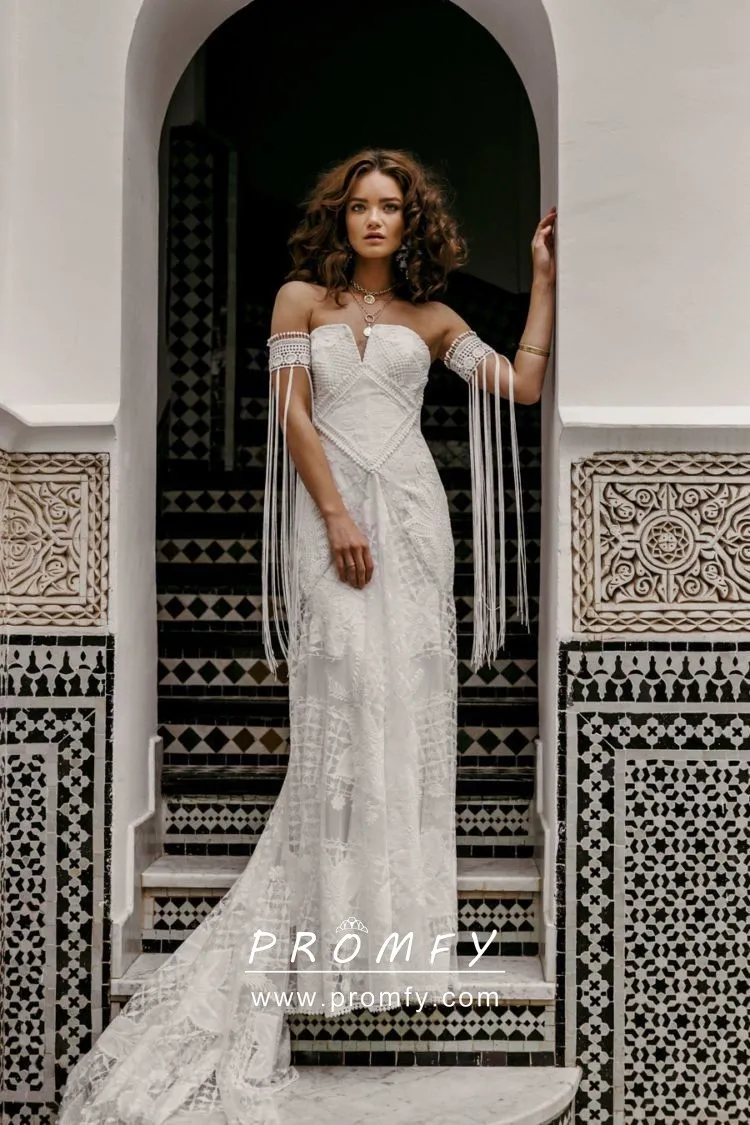 Grecian Style Flowy Tassel Sleeve Long 