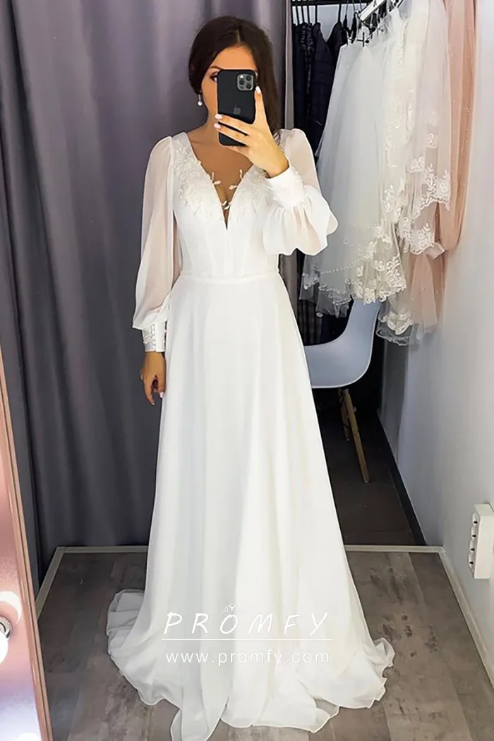 Sleeve Aline White Ivory Casual Wedding Dress Promfy
