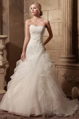 drop waist ruffled pick up skirt wedding dress