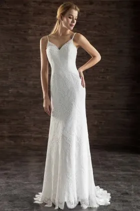 sweetheart neck scalloped lace long wedding dress