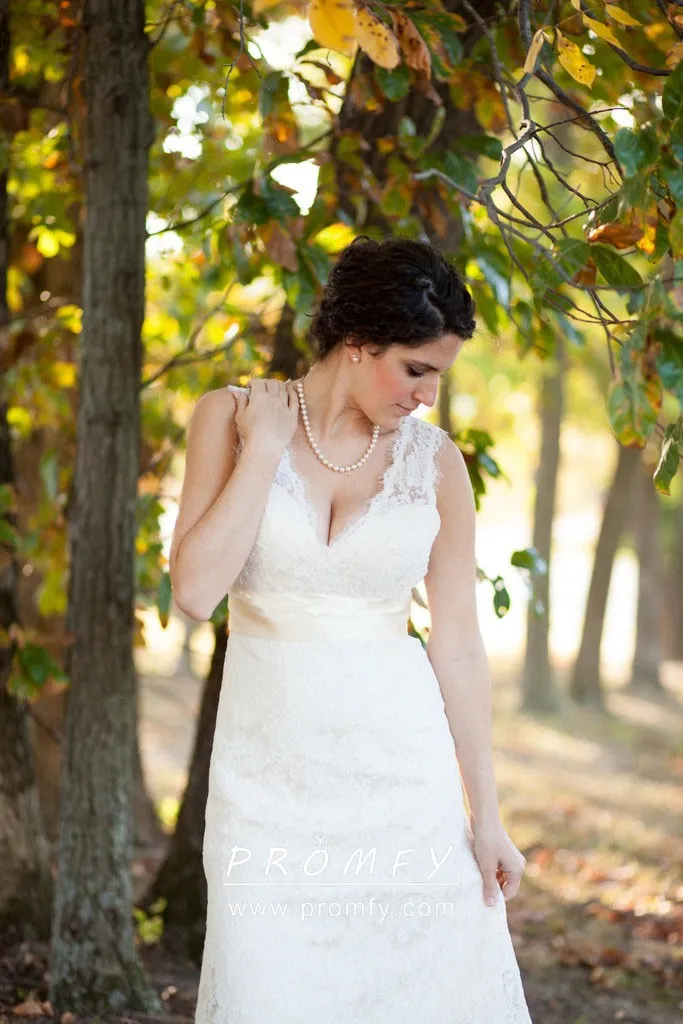 Ivory lace sheath vintage bridal gown