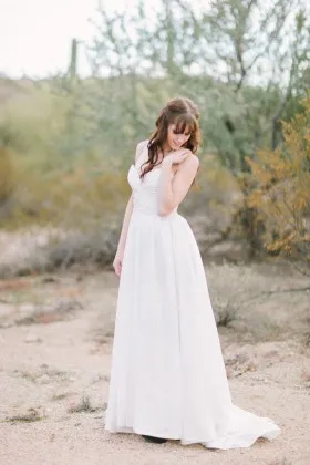Twisted ruched strapless sweetheart white satin simple wedding gown