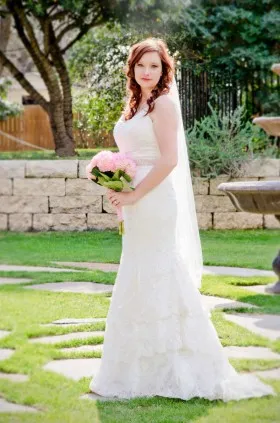 Classic timeless ivory lace tiered mermaid wedding dress