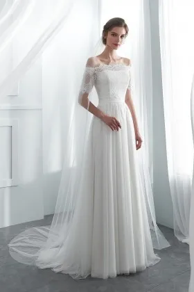 elegant strapless a line wedding dress with lace jacket