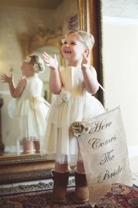 Ivory spandex and tulle adorable short flower girl dress