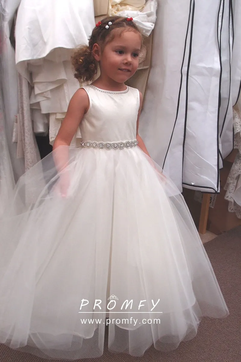 Flower Girls White Satin Dresses Wedding