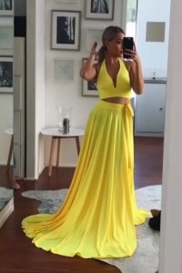 flattering yellow prom dress
