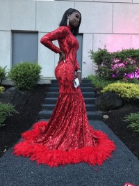 love the red sequin prom dress