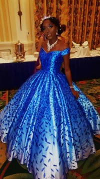 Luxury Cobalt Blue Ombre Off-the-shoulder Ball Gown - Promfy