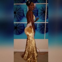 low V back graduation dress