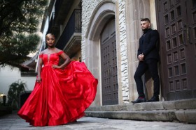 Beautiful red engagement dress