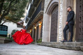 Red engagement dress