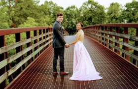 pink satin prom dress