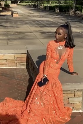 orange sequin African prom dress 2022