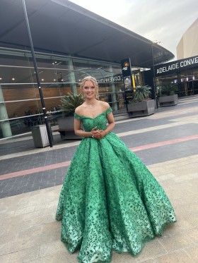 stunning emerald PRESENTATION BALL DRESS