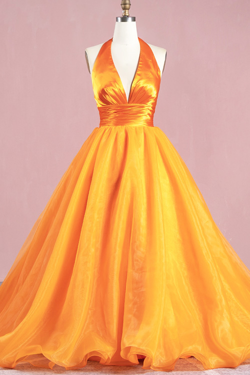 Beaded Ruffled Organza V Neck Cute Prom Dress Promfy